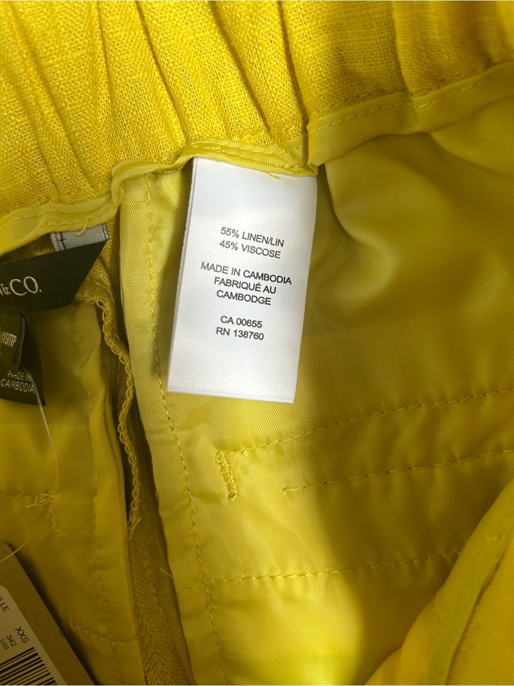RW&CO. Yellow Linen-Blend Drawstring Shorts - Picture 6 of 8
